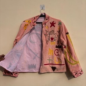 Suzani Embroidered Jacket Floral Hippie Cropped <b>Coat</b> Women Winter Warm Outerwear Factory Price Gift for Her - Product Image 3