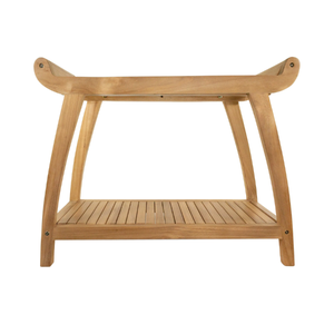 Teak Wood Shower Bench <b>Outdoor</b> <b>Stool</b> Slatted Seat Garden Furniture Indonesia Craft - Product Image 1