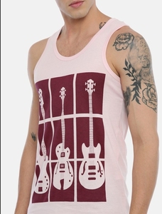 Débardeur rose sans manches pour homme, col rond, couleur unie, tricoté, coupe décontractée - Product Image 1