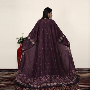 Abaya de luxe en mousseline brodée, élégant châle arabe ouvert sur le devant, cardigan pour femme, tenue de prière islamique modeste pour l'Aïd - Product Image 5