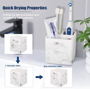 Soportes para cepillos de dientes para baños, organizador de cepillos de dientes eléctricos y pastas de dientes con ranuras para encimera de baño - Product Image 3