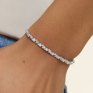 Pulsera de tenis con circonitas talla pera y moissanita, de aleación de plata 925, joyería clásica de boda para mujer, pulsera de moda con cuentas - Product Image 2