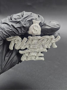 Pendentif personnalisé « TWERK TEE » serti de diamants Moissanite, collier Hip Hop, bijoux brillants, cadeau pour homme et femme - Product Image 6