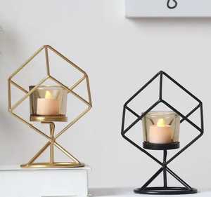 Skies Trader Gold Metal Maple Leaf Candle Holder Round Iron <b>Wire</b> Votive Stand Glass Tea <b>Light</b> Lantern Tabletop Autumn Ornament - Product Image 3