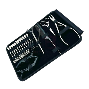 Pince à extensions capillaires à bec effilé plaquée blanc de haute qualité en acier inoxydable, outil de serrage pour anneaux et perles - Product Image 6