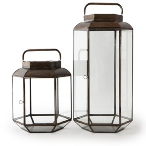 Hexagon Metal Glass <b>Lantern</b> <b>Candle</b> Holder For Home Tabletop Decoration Indoor Outdoor Use - Product Image 1