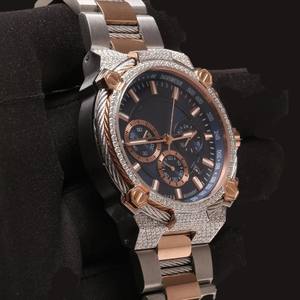 Top High Quality <b>Black</b> Dial With Round Case Moissanite Diamond Beautiful Two Tone Multifunctional Features <b>Man's</b> Wristwatch - Product Image 6