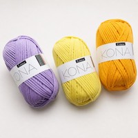 Hilo con logo KONA, hilo acrílico, algodón y nailon para crochet y tejido a mano, ovillo de 65g, hilo de algodón peinado.