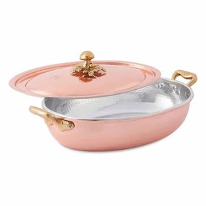 Casserole en cuivre pur faite à la main avec couvercle et poignées en laiton, ustensiles de cuisine en cuivre durables pour la maison, l'hôtel et un usage professionnel - Product Image 3