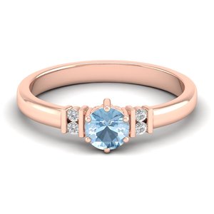 Bague en or blanc 14 carats avec diamant certifié IGI taille brillant rond 0,5 carat et pierre précieuse aigue-marine, prix de gros REYES - Product Image 5