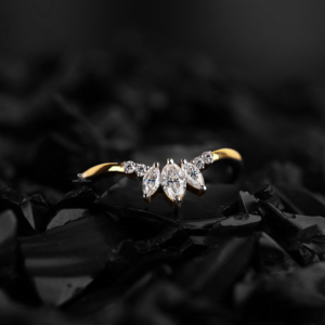 Curved Diamond Wedding Band V Shape Lab Grown Diamond <b>Ring</b> Curved <b>Stacking</b> Band Chevron Marquise <b>Ring</b> Anniversary Gift Wholesale - Product Image 1