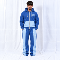 Ensemble de survêtement unisexe personnalisé respirant imprimé pour l'automne, comprenant un sweat à capuche zippé oversize et un pantalon de survêtement large, style streetwear assorti