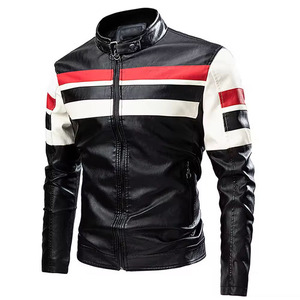 Veste en cuir noire pour homme, manches longues, coupe-vent, toutes saisons, style motard - Product Image 1