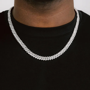 Cadena de Lujo de Plata de Ley 925 con Diamantes de Moissanita VVS, Cadena Cubana Iced Out VVS, Cadena Personalizada Estilo Hip Hop - Product Image 1