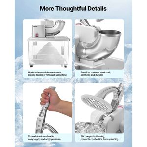 Tritaghiaccio Elettrico Commerciale 661LBS/H, Macchina per Coni di Neve in Acciaio Inox 350W, 4 Lame 1400RPM - Product Image 5