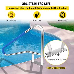 Corrimano per Piscina in Acciaio Inox 304, Capacità di Carico 250 LBS, Colore Argento, per Ringhiera 55x32 - Antiruggine e Design Ergonomico - Product Image 4