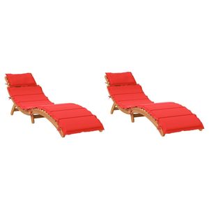 2 pz lettini in legno massello rosso di Acacia con cuscini - Product Image 2