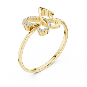 Anillo de oro amarillo macizo de 14k para mujer con diseño de mariposa, diamante de corte redondo minimalista, para compromiso, aniversario, regalo de boda - Product Image 1