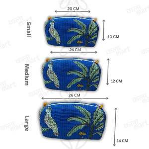 BLOCKPRINT ART - Juego de Bolsas de Aseo de Algodón 100% Estilo Tradicional, 3 Piezas Plegables, Multifuncionales, Resistentes al Polvo y Fáciles de Limpiar - Product Image 2