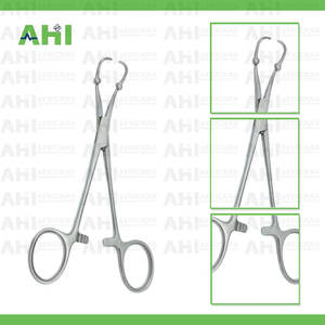 Pinza manual para toallas AHI Roeder de 14 cm, curvada, perforadora, con 1x1 púas, de acero inoxidable, autoclavable, duradera, fabricada en Pakistán, con certificación CE - Product Image 2