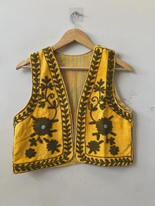 Chaleco Suzani Boho con Bordado Floral, Cuello en V, Transpirable, Sin Mangas, Estilo Étnico, Vintage, con un Solo Botón, para Festivales - Product Image 1