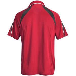 Chemise à manches courtes rouge pour homme, style décontracté, logo sur le devant, tissu tricoté à séchage rapide, coupe classique, 100% polyester, couleur unie - Product Image 3
