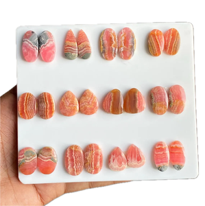 โรโดโครไซต์คู่แฝดทรงคาโบชอง สีชมพูธรรมชาติ สำหรับทำต่างหู DIY - Product Image 1