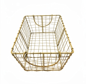 Custom Size Woven Iron <b>Wire</b> Gold Plated Eco-Friendly <b>Storage</b> <b>Basket</b> with Handle Modern Design <b>for</b> Kitchen Counter Home Decor - Product Image 6