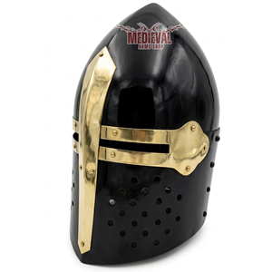 Casco de Caballero Cruzado Medieval Negro Hecho a Mano de Acero Pulido para Recreación Histórica y Fiestas de Navidad y Cumpleaños - Product Image 3