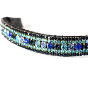 Bande de sourcils d'étoile en cuir marron noir teint à la main de haute qualité, forme droite finition de luxe, bande de sourcils de cheval en cuir avec 1 rangée d'étoiles - Product Image 2