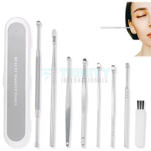 8-Piece Ear Wax <b>Remover</b> Set Stainless Steel Ear Pick Tools with Storage <b>Box</b> Beauty & Personal Care Kit - Product Image 2