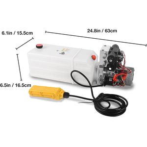 Unité hydraulique à double action 12V DC de 8 litres avec double solénoïde et réservoir en plastique - Product Image 2
