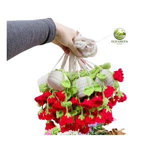 Maceta Colgante de Ganchillo Hecha a Mano de Lujo, Cesta Decorativa para Flores, Decoración de Pared de Hilo Suave para Diseño Interior Moderno del Hogar - Product Image 2