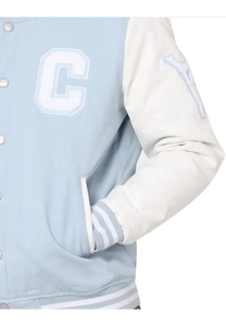 Veste universitaire Y2K personnalisée, style streetwear oversize, veste letterman avec patch en chenille, manches en cuir et laine, unisexe - Product Image 4