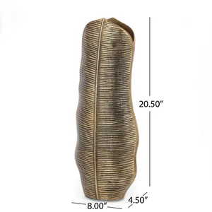 Jarrón de Resina Tallado a Mano de 20.5 Pulgadas de Alto, Maceta Decorativa Rústica para Uso en Interiores con Diseño de Patrón Irregular - Product Image 1