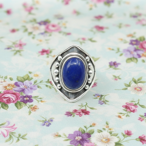 Vintage Blue Lapis 925 Silver <b>Ring</b> for Women Rose Gold Yellow Gold Plated Oval Gemstone <b>Statement</b> Jewelry for Unisex Christmas - Product Image 6