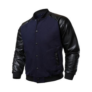 Chaqueta Varsity Color Block para Hombre, Mezcla de Algodón y Nailon, Paneles en Contraste, Estilo Retro de Béisbol Universitario, Dos Tonos, Ropa Urbana, Abrigo de Invierno - Product Image 2