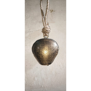 Campana Navideña de Latón Hecha a Mano al por Mayor, Campana de Metal Dorada Vintage con Cuerda de Yute para Colgar, Decoración Rústica para el Hogar - Product Image 5
