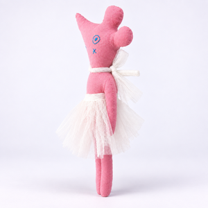 ตุ๊กตาผ้ากำมะหยี่สีชมพูน่ารัก พร้อมกระโปรงผ้าทูลปักลาย ผ้าเนื้อนุ่มพิเศษ ขนาด 35 ซม. ของขวัญวันเกิดสำหรับเด็กผู้หญิง - Product Image 1