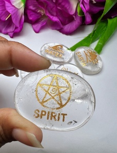 Juego de 5 piedras con símbolos de Reiki, Set de 5 elementos de calidad prémium con gemas ovaladas y caja de madera, venta al por mayor - Product Image 3