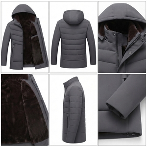 Men's Heavyweight <b>Fleece</b> <b>Lined</b> Hooded <b>Jacket</b> Waterproof Windproof Winter Outerwear - Product Image 4