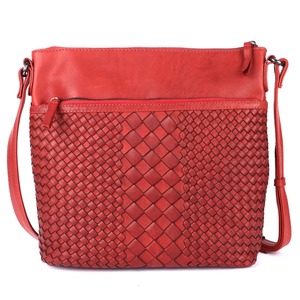 New Arrival Women's Genuine Leather Cross Body Bag Diamond Lattice Pattern Zipper Closure <b>Red</b> Daily Use <b>Handbag</b> From India - Product Image 4