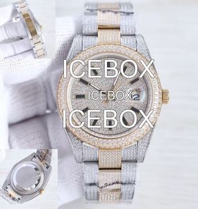 Montre-bracelet en acier inoxydable avec cadran en verre, boîtier résistant à l'eau 10 bars, entièrement sertie de diamants Moissanite, bracelet à fermoir - Product Image 4