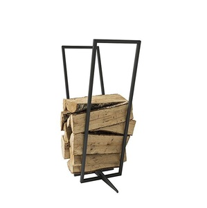 Nuevo y popular: Soporte de leña de hierro resistente hecho a mano para chimenea, estante para almacenamiento de leña en exteriores, tamaño y forma personalizables - Product Image 2