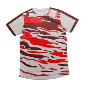 T-shirt à manches courtes pour homme, camouflage rouge, col rond, coupe classique, séchage rapide, polyester tricoté, style décontracté - Product Image 1