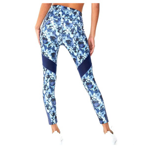 Leggings deportivos de cintura alta con estampado floral abstracto y paneles de malla transpirable para yoga, entrenamiento en el gimnasio y correr - Product Image 5