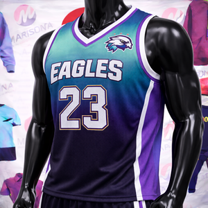 Maillot de basket-ball unisexe sans manches à col en V, personnalisé avec logo imprimé par transfert thermique, respirant, 100% polyester - Product Image 2