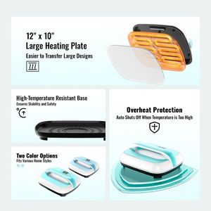 Pressa a Caldo Portatile 12 x 10 Pollici con Doppio Tubo Riscaldante e Controllo Preciso della Temperatura per Trasferimento su Magliette - Product Image 6
