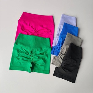Shorts de yoga personnalisables à séchage rapide pour femmes, taille haute, pour la gym et l'entraînement, couleur unie - Product Image 1