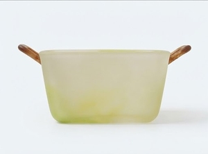 Bol carré en résine avec poignées en résine, vert et jaune tie-dye, sans danger pour les aliments, lavage à la main uniquement, ustensile - Product Image 3